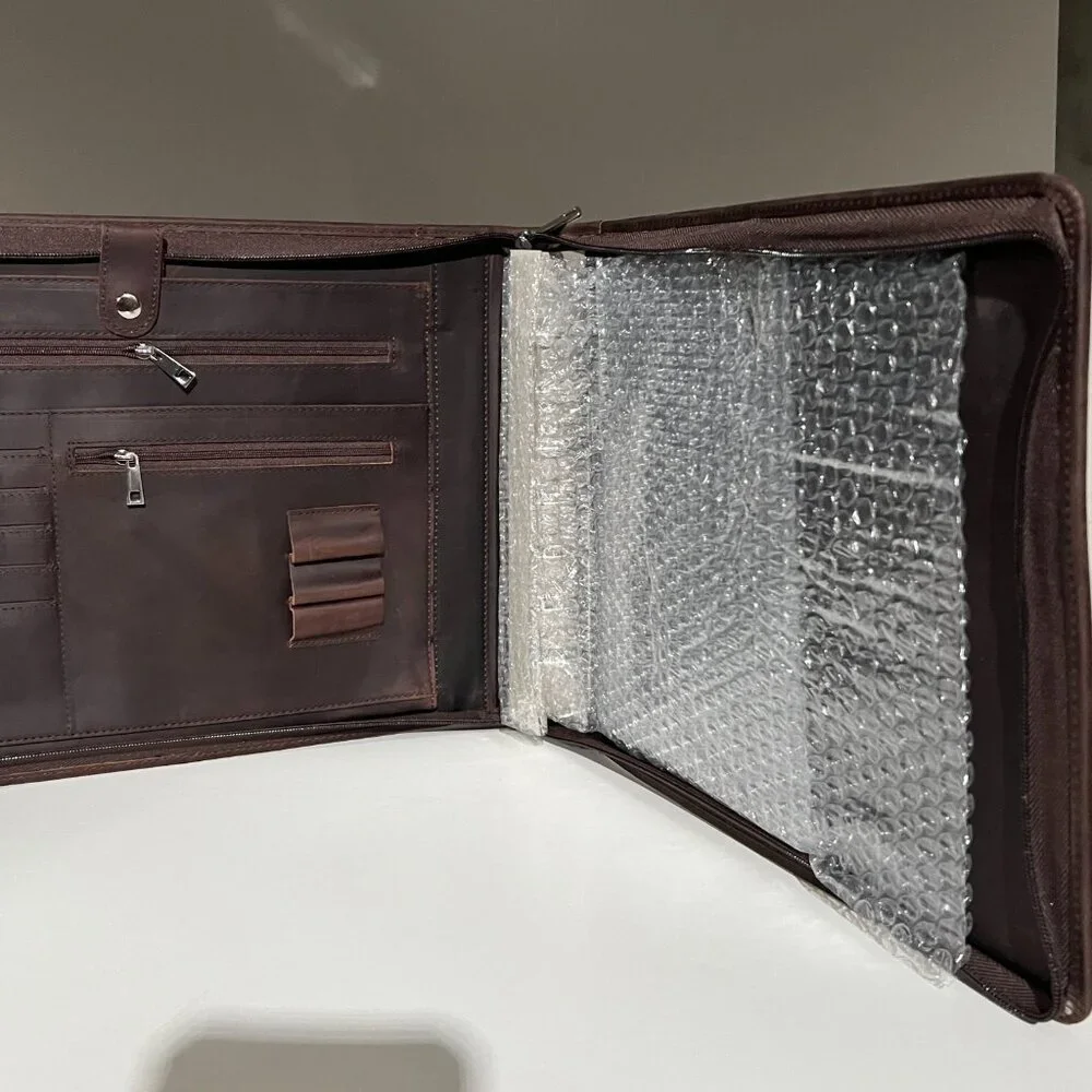 Genuine Full Grain Leather Checkbook Portfolio
